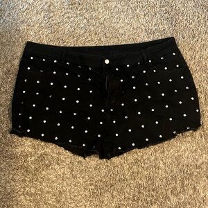 Rhinestone Black Jean Shorts 3XL